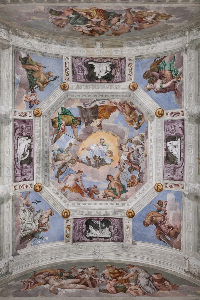 (1528-88)_Veronese_-_The_Olympus_vault_of_the_Hall_of_Olympus_-_(MeisterDrucke-1413132)